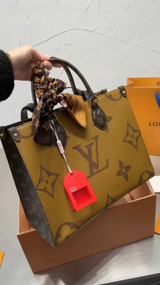 Louis Vuitton Monogram Canvas Tote Bag Olive Yellow