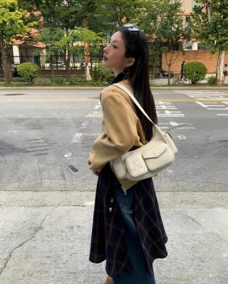 MLB Vintage Leather Moto Shoulder Bag - Cream view 2