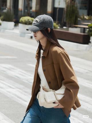 MLB Vintage Leather Moto Shoulder Bag - Cream view 4
