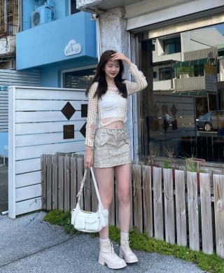 MLB Vintage Leather Moto Shoulder Bag - Cream view 6