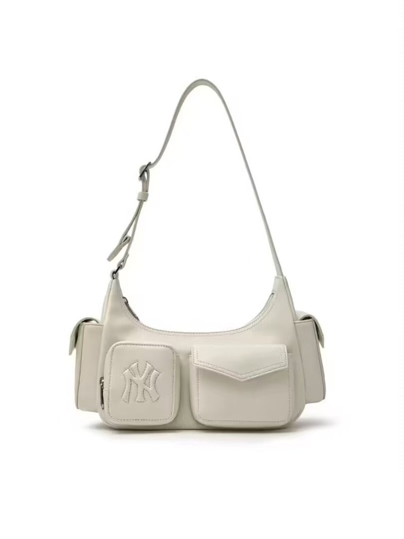 MLB Vintage Leather Moto Shoulder Bag - Cream view