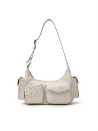 MLB Vintage Leather Moto Shoulder Bag - Cream view 9