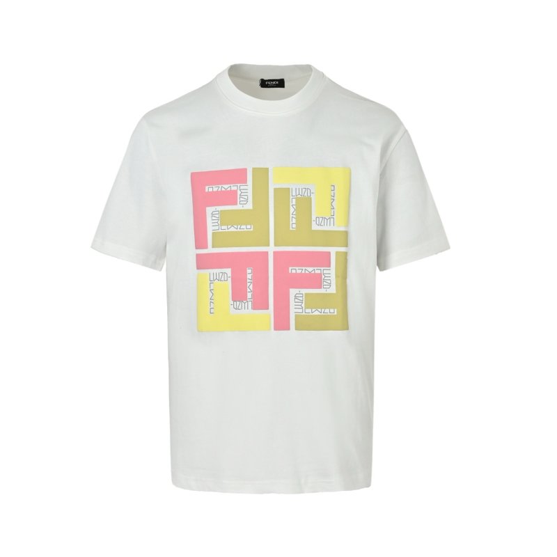 Colorblock Geometric Print White Short Sleeve T-Shirt view