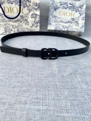 Dior CD Buckle Black Leather Belt 2.0cm