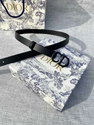 Dior CD Buckle Black Leather Belt 2.0cm view 2