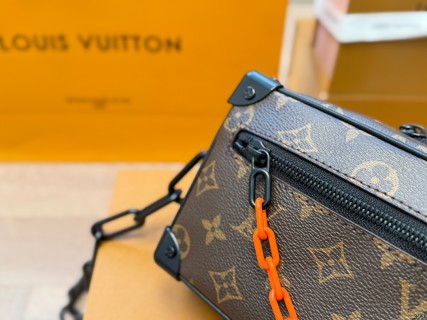 Louis Vuitton Soft Trunk Monogram Chain Shoulder Bag Black Orange view 3