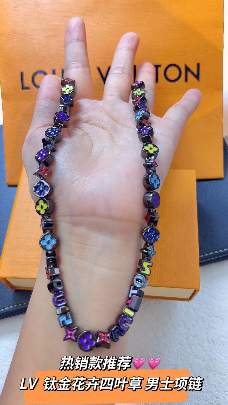 Louis Vuitton Colorful Enamel Letter Chain Necklace