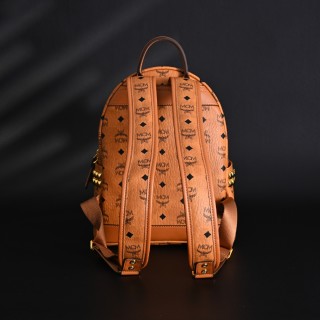MCM Stark Visetos Cognac Backpack with Studded Sides view 4