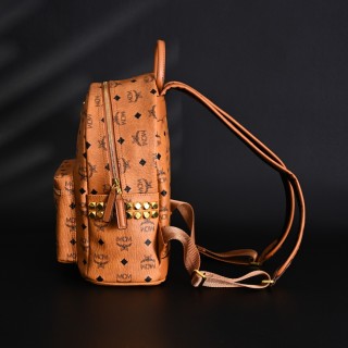 MCM Stark Visetos Cognac Backpack with Studded Sides view 5