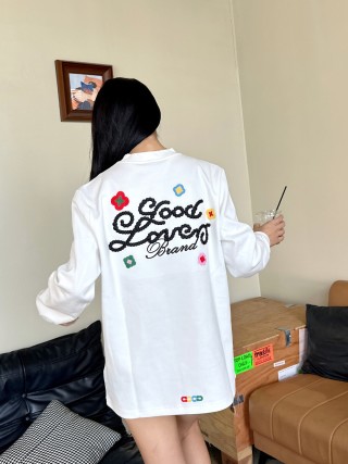Good Loves Brand White Long Sleeve T-Shirt with Colorful Embroidery view 2