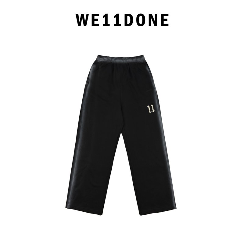 Essentials Fear of God Inspired Black Baggy Pants with '11' Embroidery view