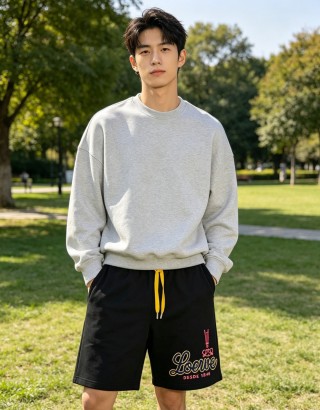 Loewe Black Logo Shorts with Yellow Drawstring view 5