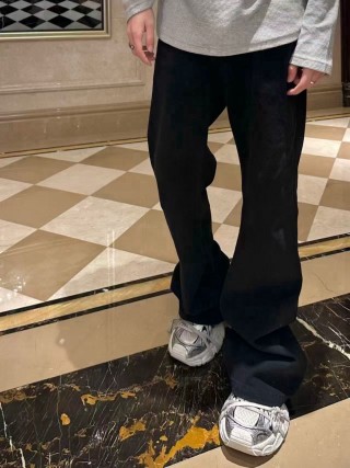 Black Wide-Leg Flare Trousers