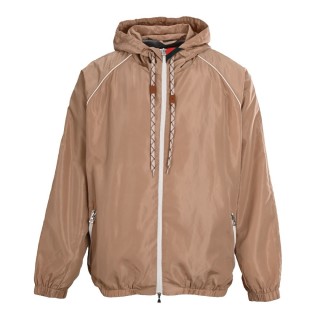 Gucci Beige Nylon Zip Hooded Windbreaker Jacket