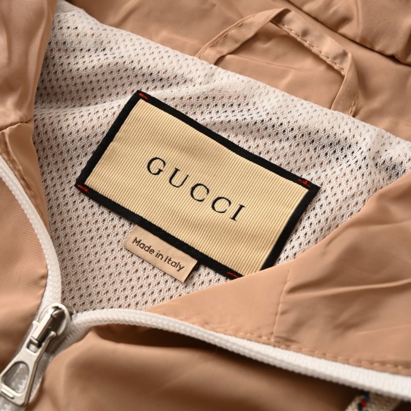 Gucci Beige Nylon Zip Hooded Windbreaker Jacket view