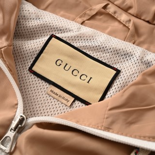 Gucci Beige Nylon Zip Hooded Windbreaker Jacket view 7