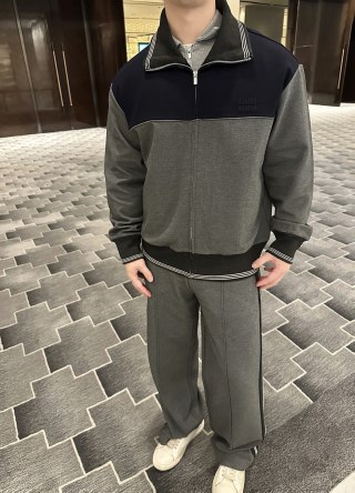 Navy & Grey Colorblock Quarter-Zip Track Jacket