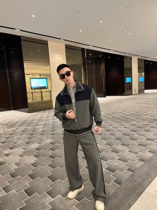 Navy & Grey Colorblock Quarter-Zip Track Jacket view 4