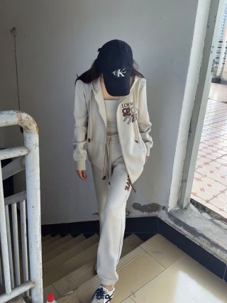 Loewe Cream Logo Zip Hoodie Tracksuit Set view 4