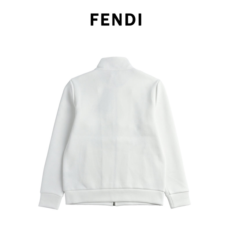 Fendi White Zip-Up Track Jacket with Eye Logo view