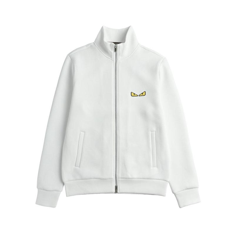 Fendi White Zip-Up Track Jacket with Eye Logo view
