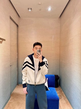 Essentials Cream & Black Stripe Track Jacket view 4