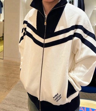 Essentials Cream & Black Stripe Track Jacket view 9