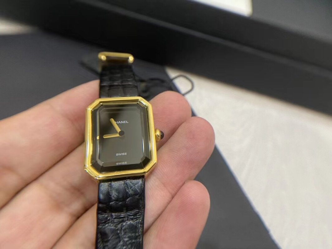Chanel Premiere Gold & Black Leather Strap Watch view
