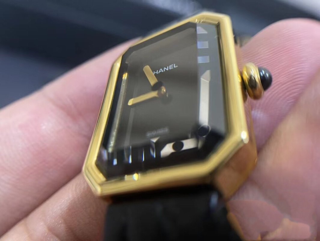 Chanel Premiere Gold & Black Leather Strap Watch view