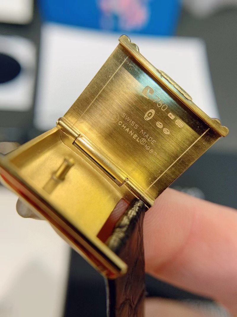 Chanel Premiere Gold & Black Leather Strap Watch view