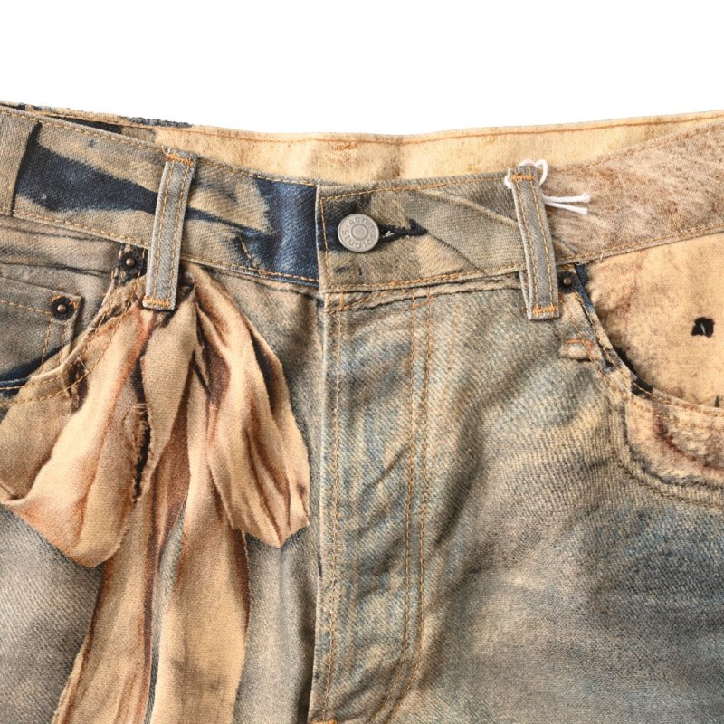 Acne Studios Teddy Bear Print Denim Shorts Blue view