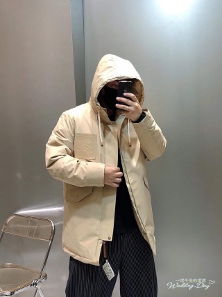 Loewe Cream Down Jacket with Embroidered Logo view 4