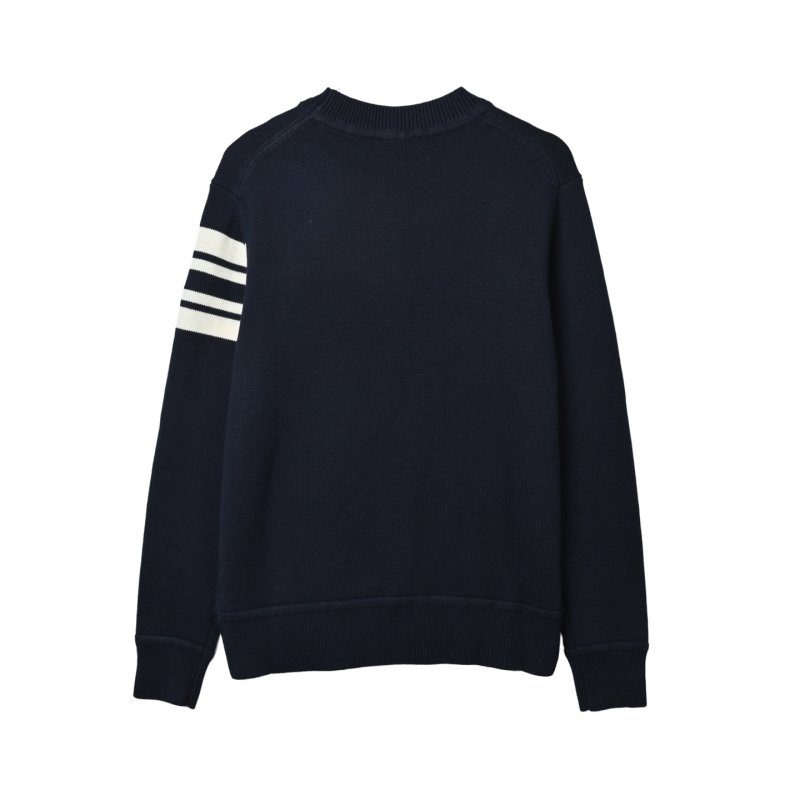 Moncler Black Logo Crew Neck Sweater with Stripe Detail view