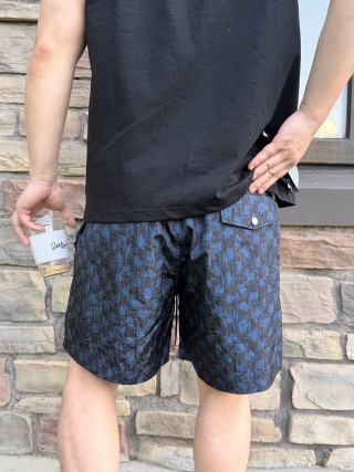 Navy Monogram Print Shorts view 6