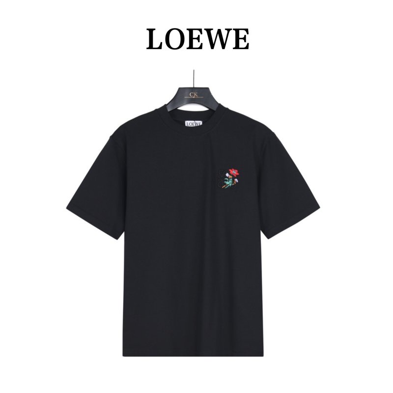 Black Floral Embroidered Short Sleeve T-Shirt view