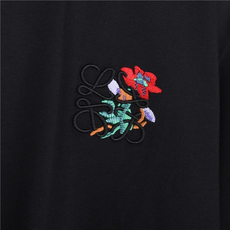 Black Floral Embroidered Short Sleeve T-Shirt view