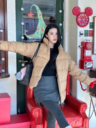 Beige Puffer Down Jacket – Warm Winter Coat view 5