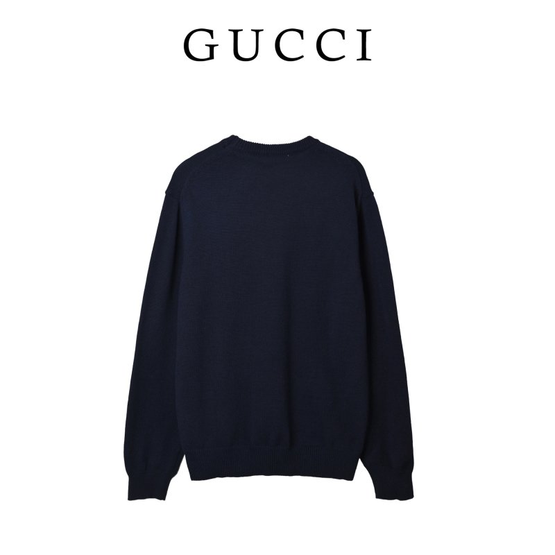 Navy Knit Sweater with Embroidered Logo view