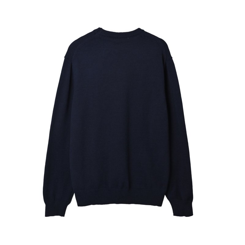 Navy Knit Sweater with Embroidered Logo view