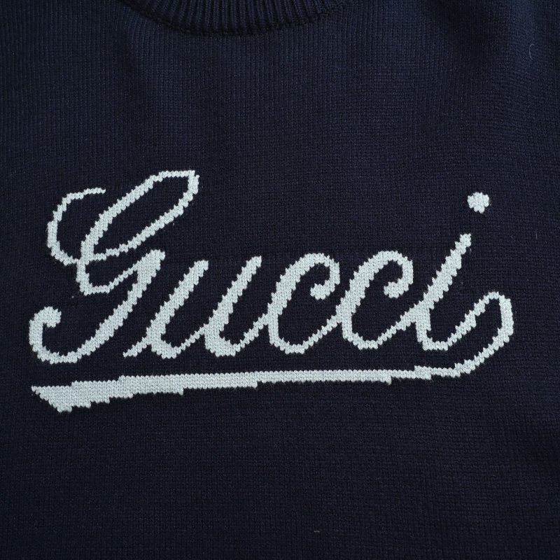 Navy Knit Sweater with Embroidered Logo view