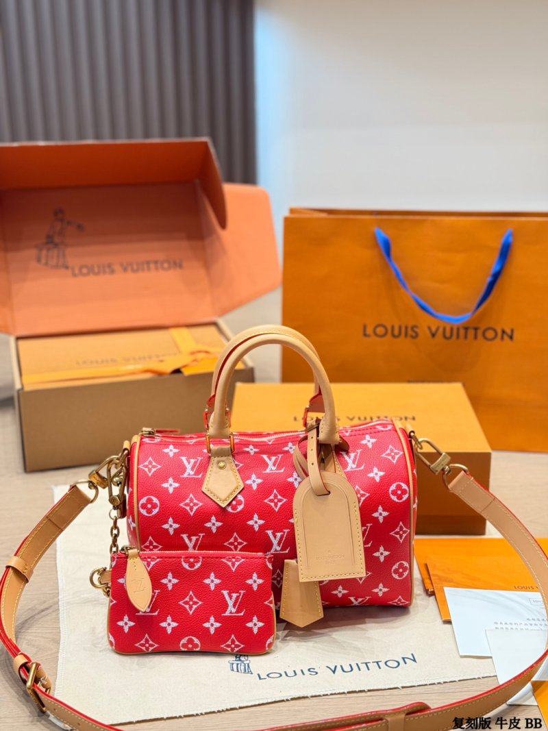 Louis Vuitton Speedy Monogram Red Handbag 25cm