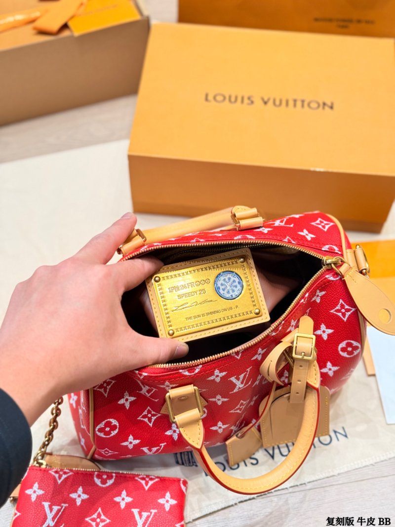 Louis Vuitton Speedy Monogram Red Handbag 25cm view