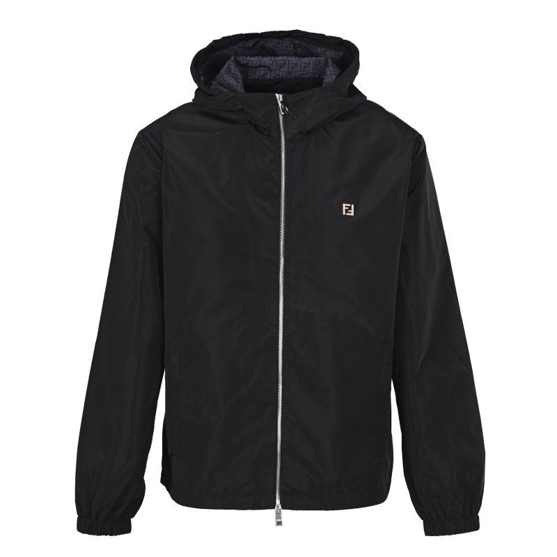Fendi Black Nylon Hooded Windbreaker Jacket view
