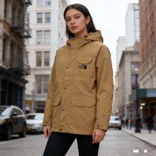 The North Face Khaki Windbreaker Hooded Jacket view 3