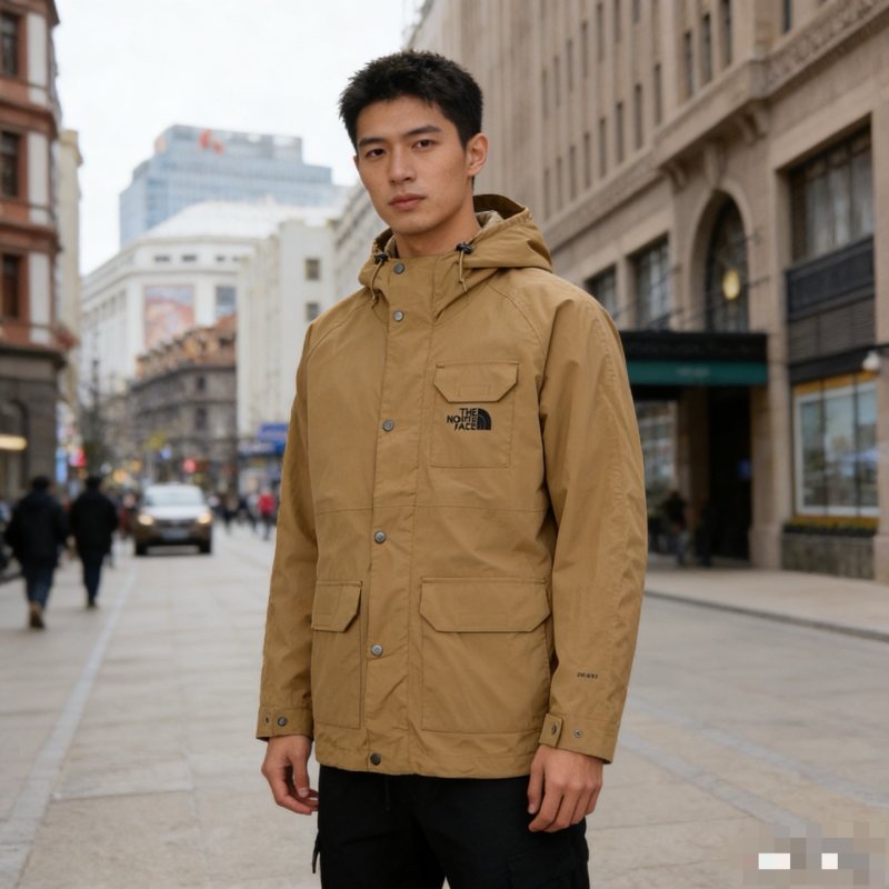 The North Face Khaki Windbreaker Hooded Jacket view