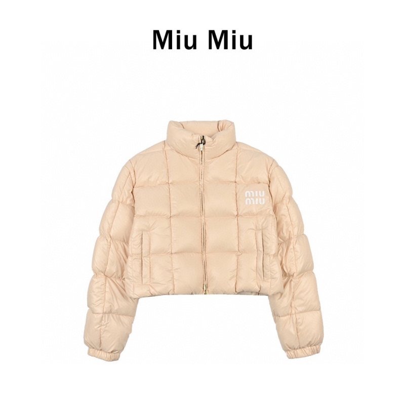 Cream Puffer Down Jacket – Cropped Quilted Winter Coat view