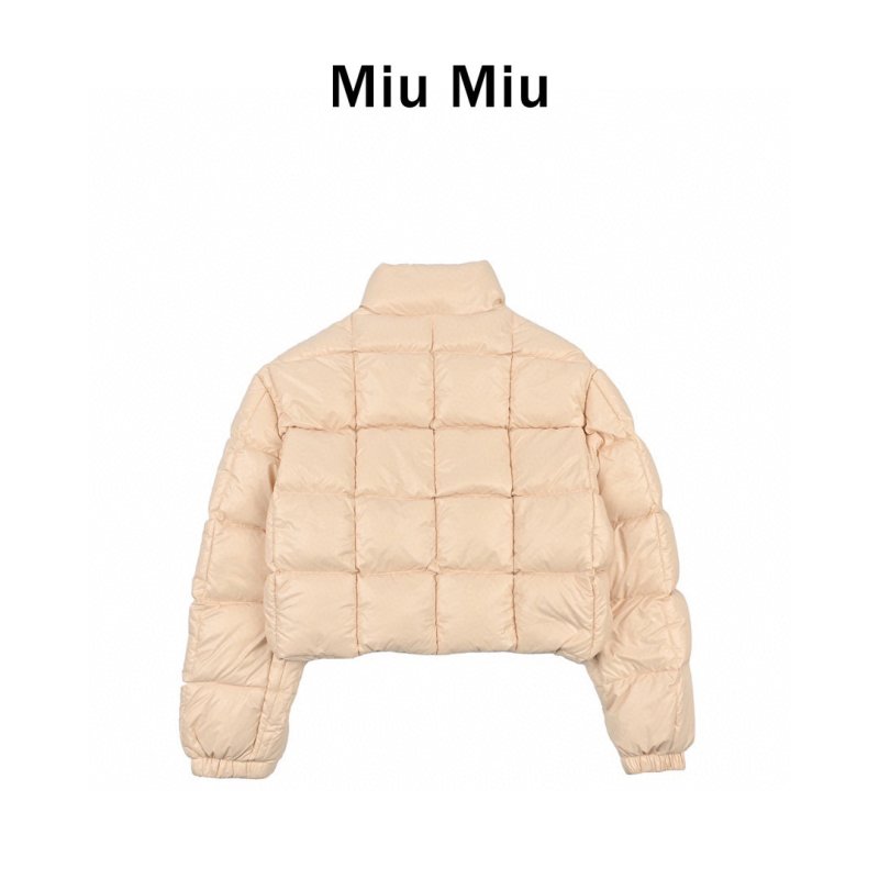 Cream Puffer Down Jacket – Cropped Quilted Winter Coat view