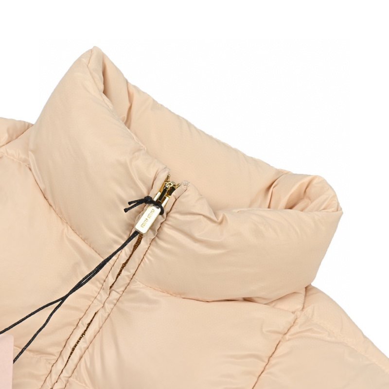 Cream Puffer Down Jacket – Cropped Quilted Winter Coat view