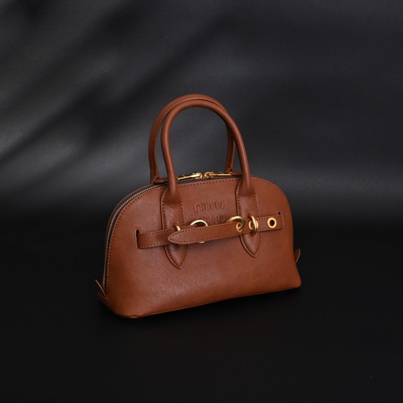 Miu Miu Shell Cognac Leather Top Handle Bag view