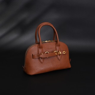 Miu Miu Shell Cognac Leather Top Handle Bag view 2